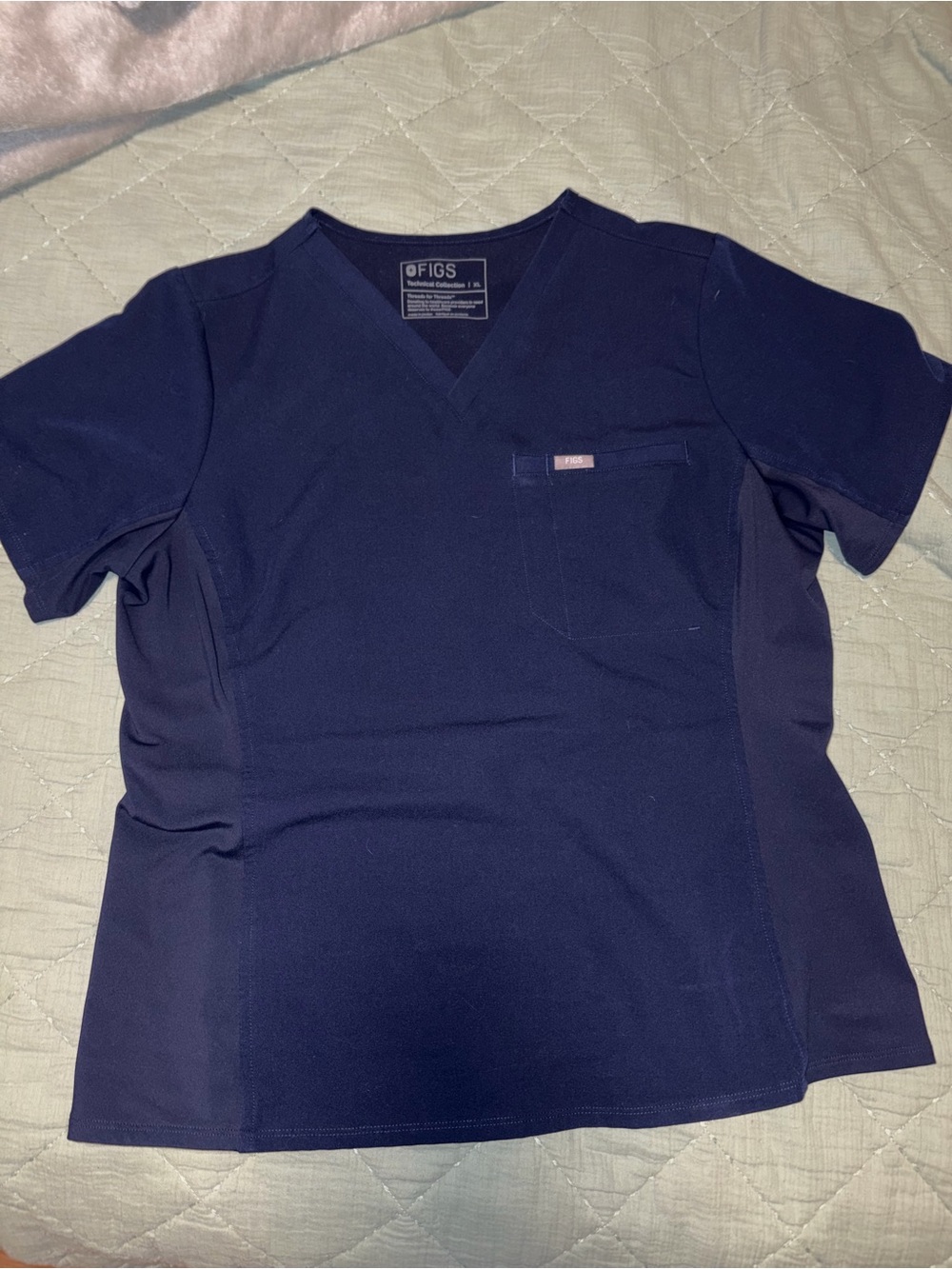 Figs Catarina Technical Collection V-Neck Scrub Top in Navy